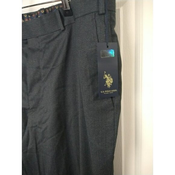 Us Polo Assn. Men's Black Grey Blue Stripe Flat Front Dress Pants. Size 38X32 - Picture 2 of 14